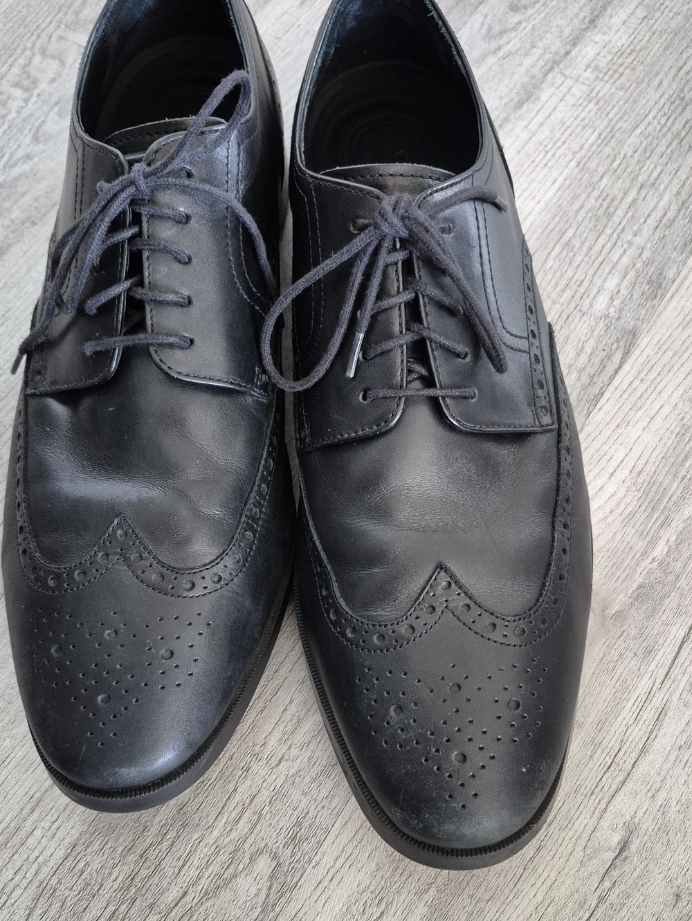 Cole Haan Black Leather Wingtip Oxford Shoes